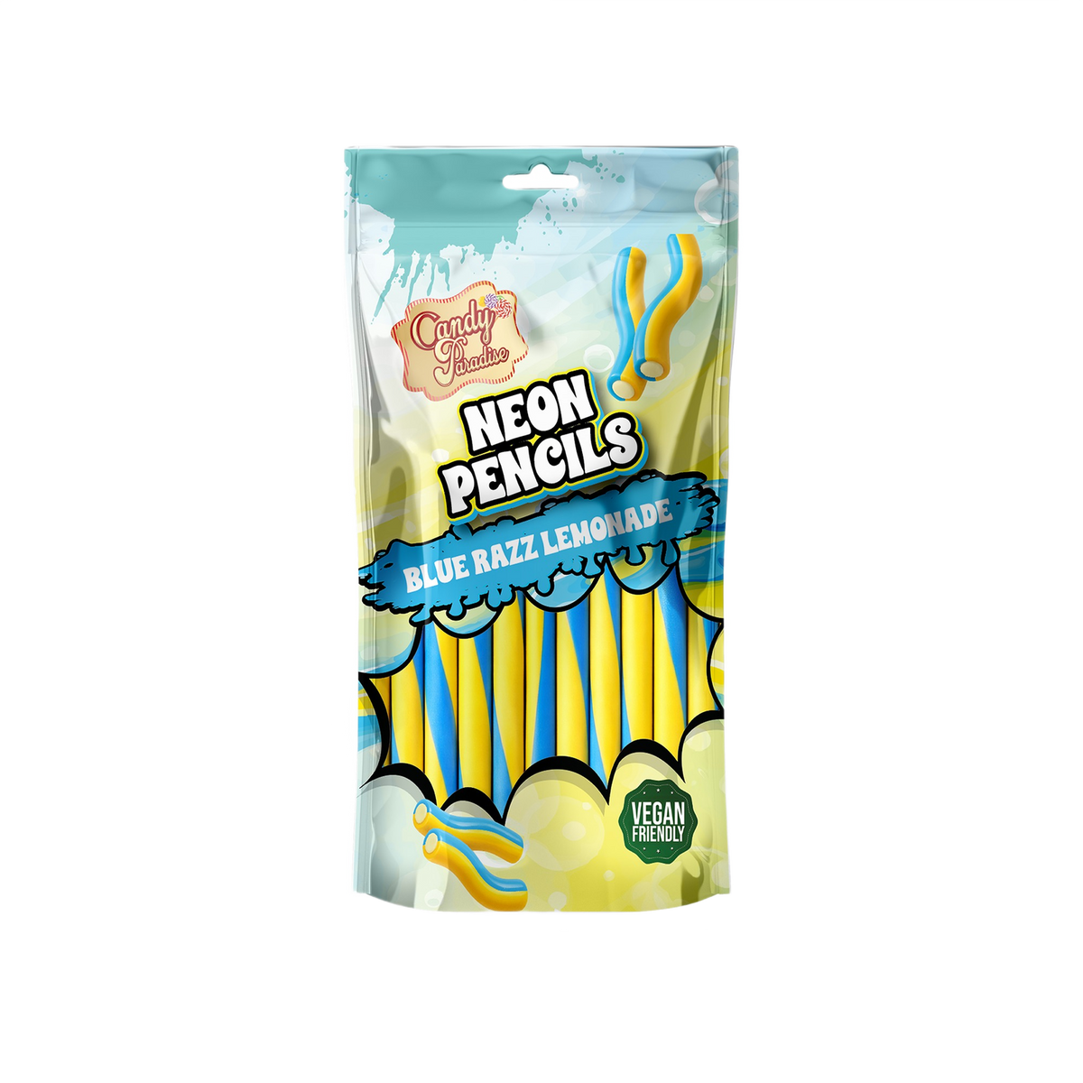 Candy Paradise Neon Pencils Blue Razz Lemonade 130g — one sealed retail pouch