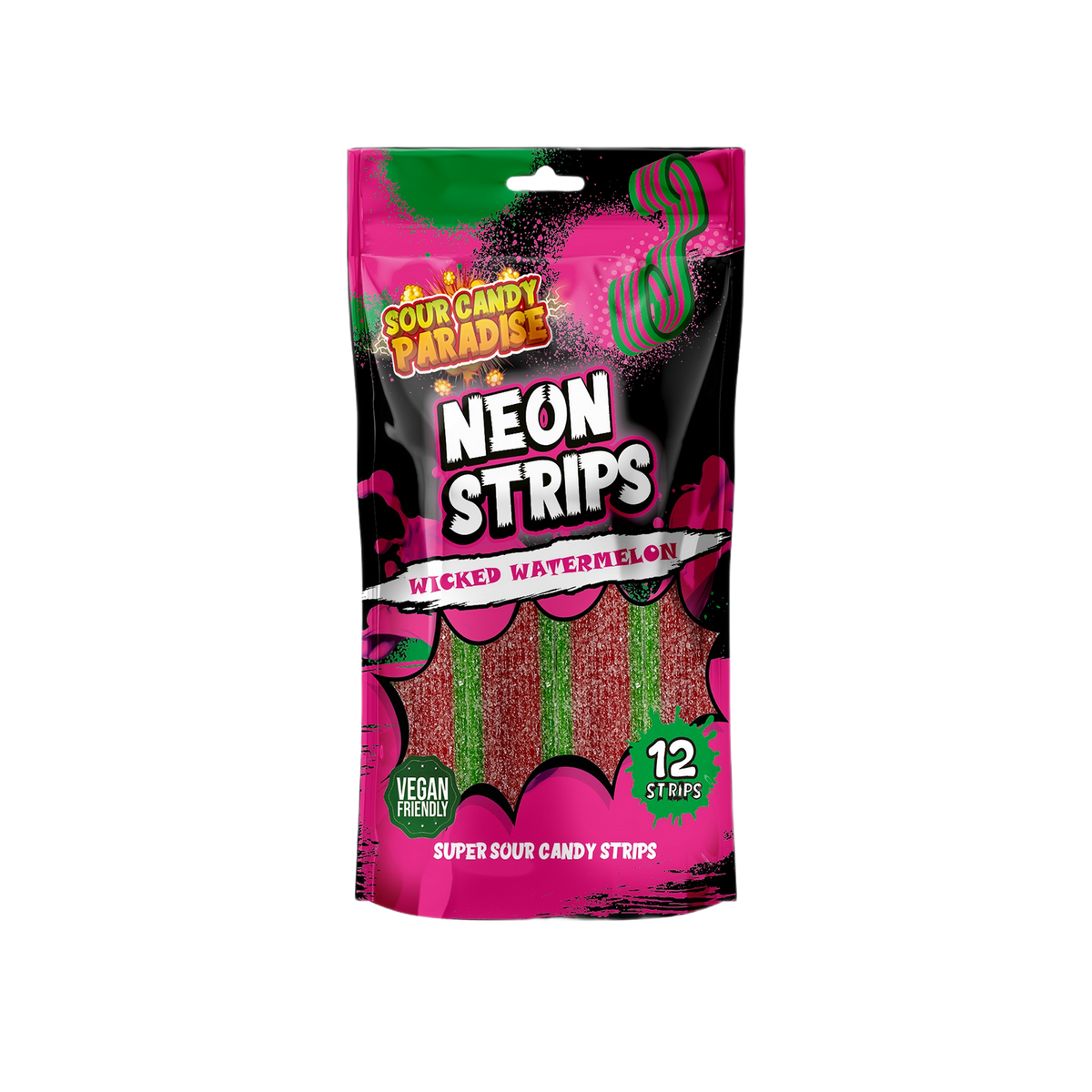 Candy Paradise Sour Neon Strips Wicked Watermelon 130g — one sealed retail pouch