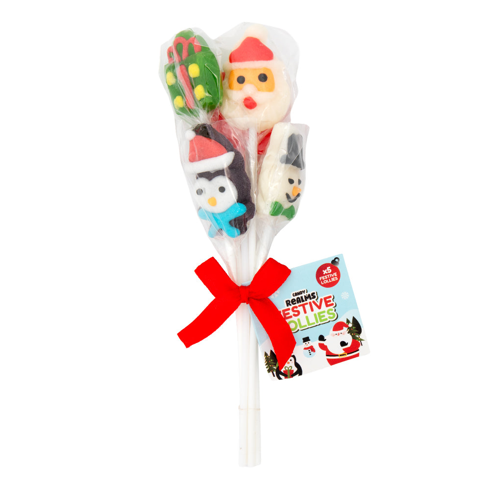One bouquet pack of five Candy Realms Festive Lollies, 50g total