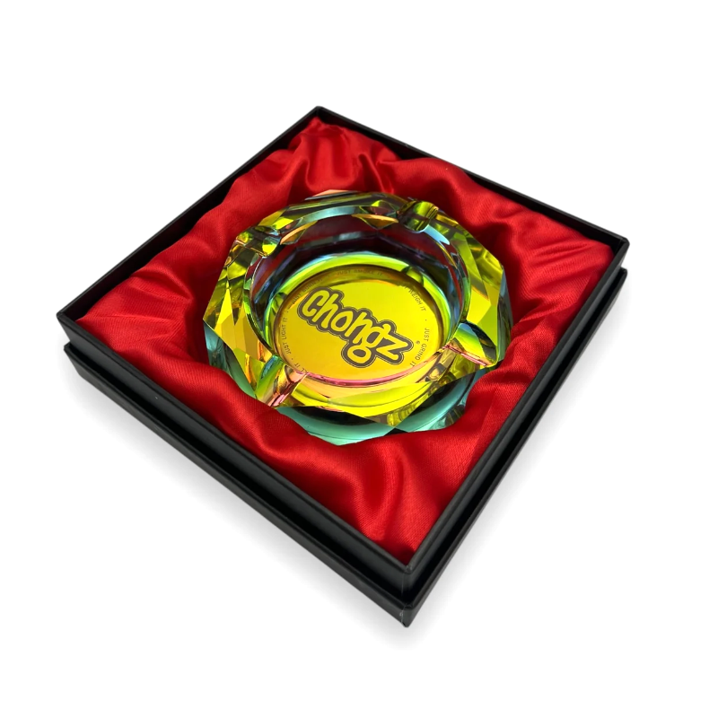 Chongz Cut Glass Rainbow Tabletop Ashtray boxed