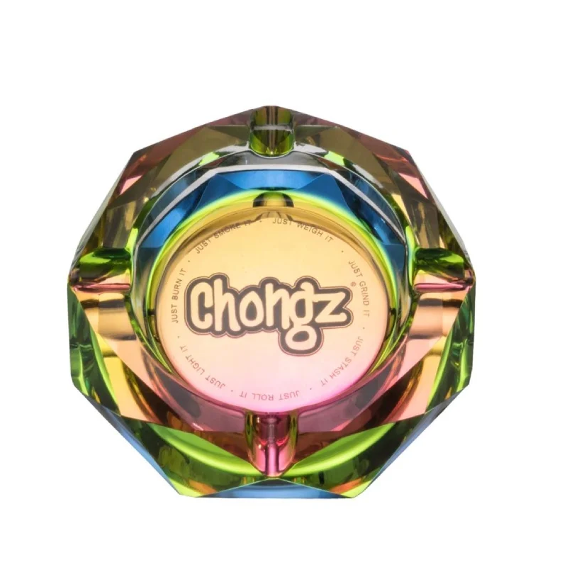 Chongz Cut Glass Rainbow Tabletop Ashtray top view