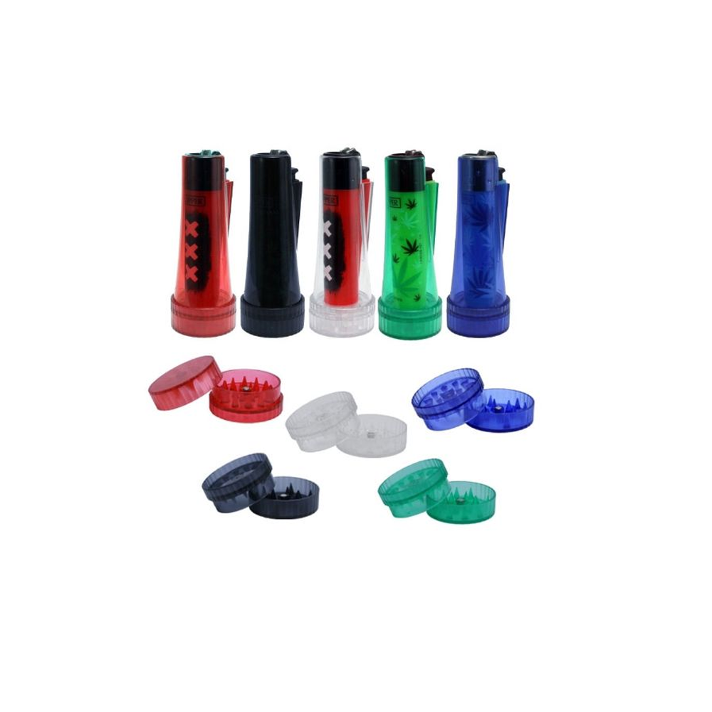 Clipper Acrylic Case and Grinder assorted colours, lighter not included