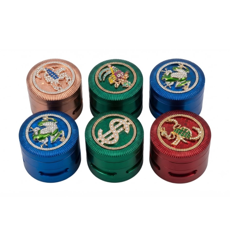 Crystal Design Metal Grinder 63mm — assorted designs and colours