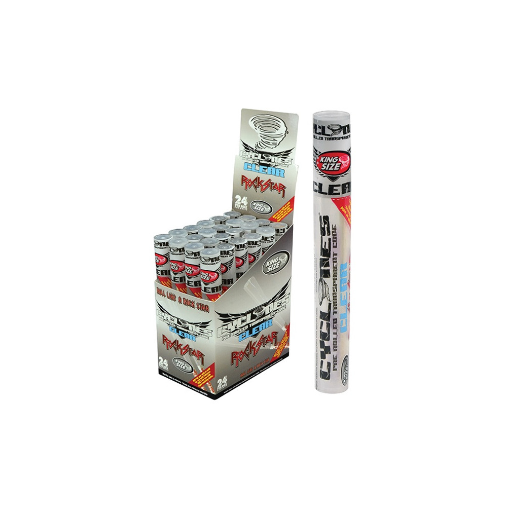 Cyclones Clear Pre-Rolled Cones – Rock Star | King Size Cone