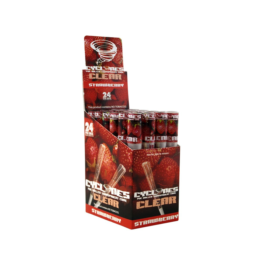 Cyclones Clear Pre-Rolled Cones – Strawberry | King Size Cone