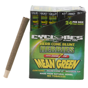 Cyclones Herbies Hemp Cone Blunts Mean Green | Twin Pack with 2 Dank 7 Wooden Tips