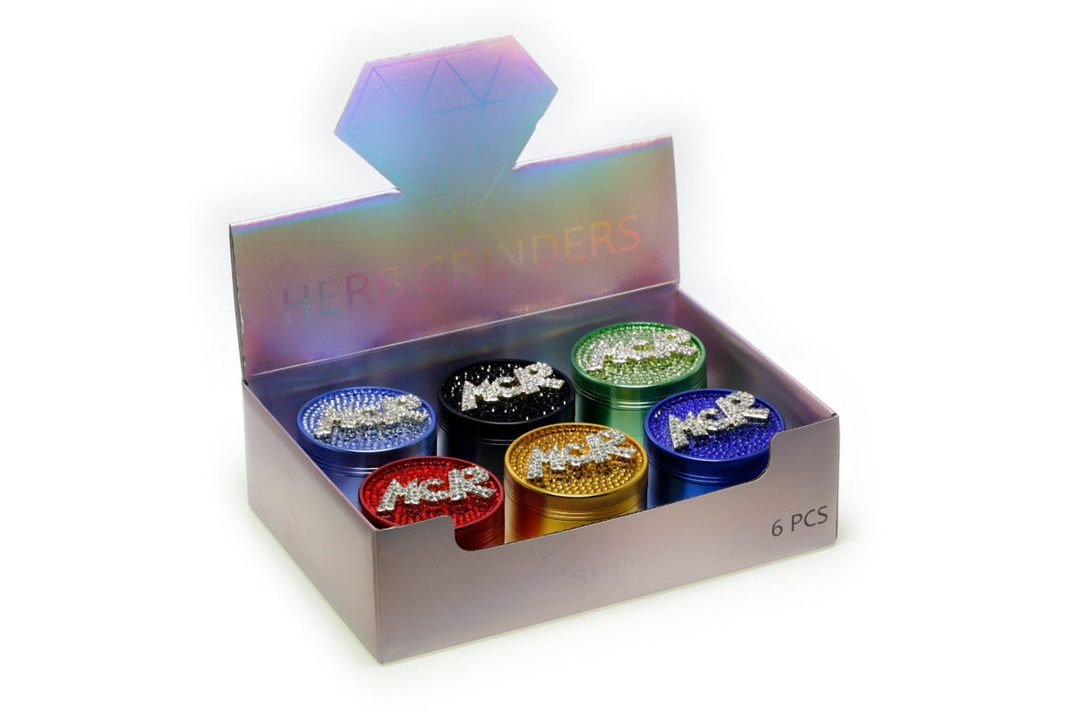 D&K Manchester Crystal Metal Grinder 63mm — supplier display of 6