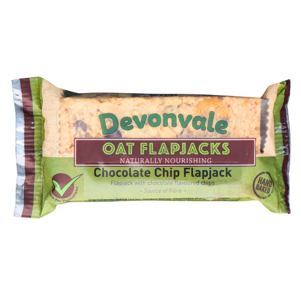 One wrapped Devonvale Chocolate Chip Oat Flapjack 90g
