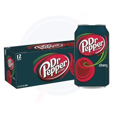 Dr Pepper Cherry 355ml imported can and 12-pack case