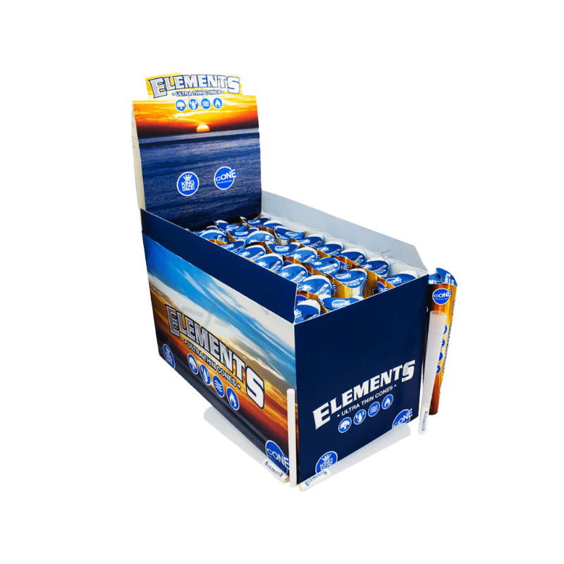 Elements Blue King Size Pre-Rolled Cones 3-Pack display