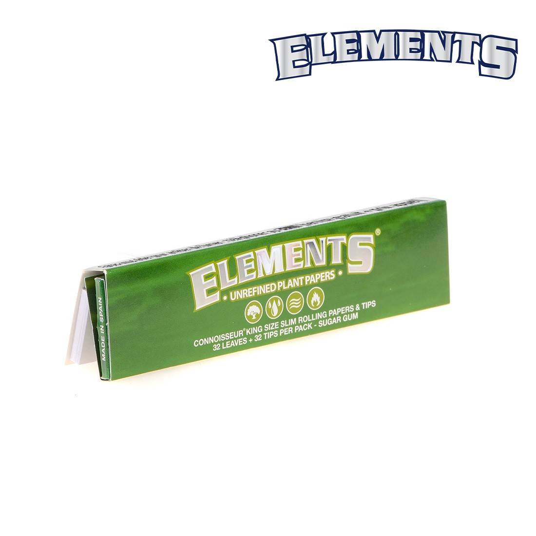 Elements Green Connoisseur King Size Slim Rolling Papers + Tips