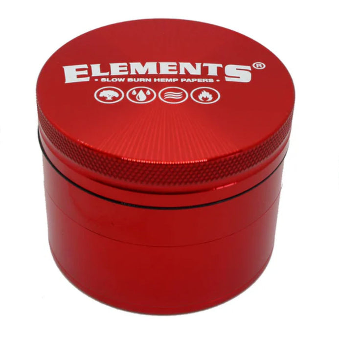 Elements Large 4-Part Metal Grinder Red