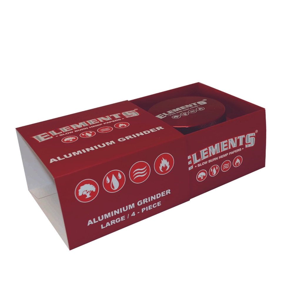 Elements Large 65 mm 4-Piece Aluminium Grinder Red