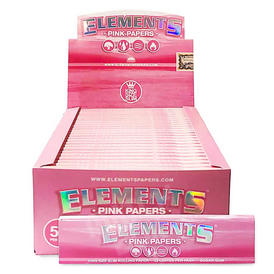 Elements Pink King Size Slim Rolling Papers display