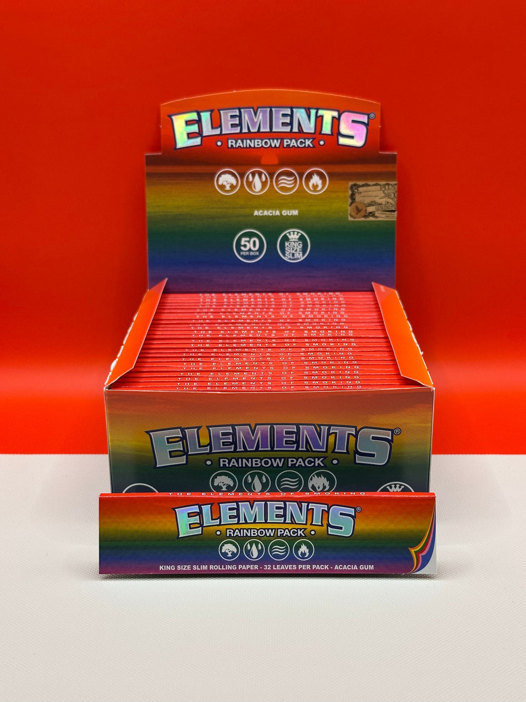 Elements Rainbow King Size Slim Rolling Papers display