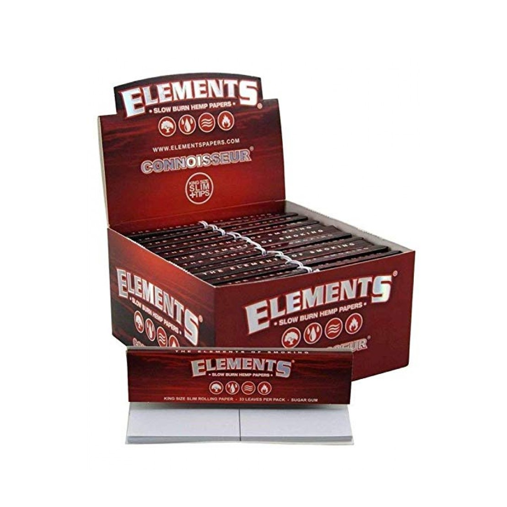 Elements Red Connoisseur King Size Slim Rolling Papers + Tips