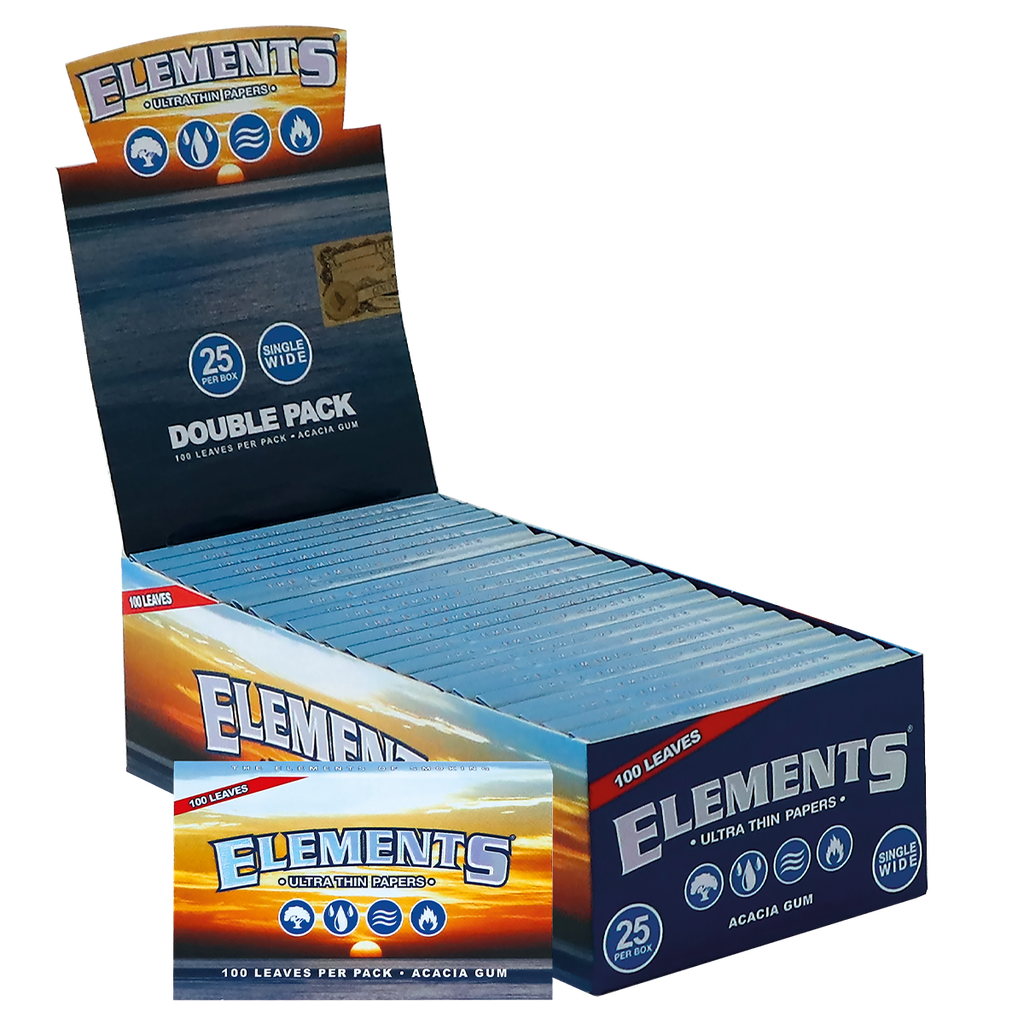 Elements Single Wide Double Window Rolling Papers display with retail pack