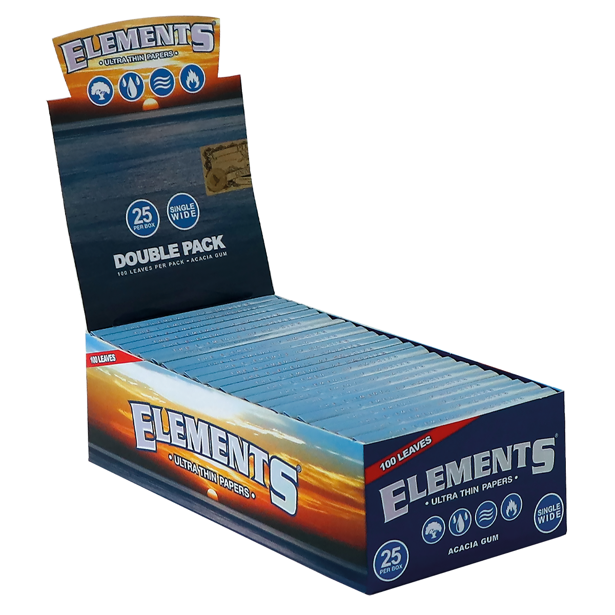 Elements Single Wide Double Window Rolling Papers display box