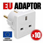 UK to European Travel Plug Adaptor | 10 Pack