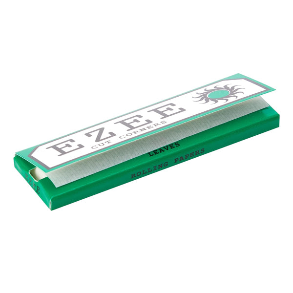 Ezee Green Standard Cut Corner Rolling Papers open booklet