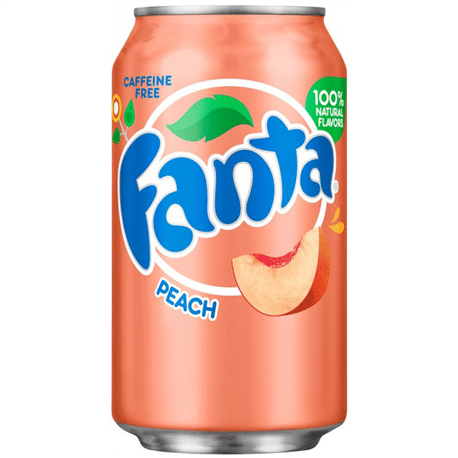 Fanta Peach American Soda 355ml — one sealed retail unit