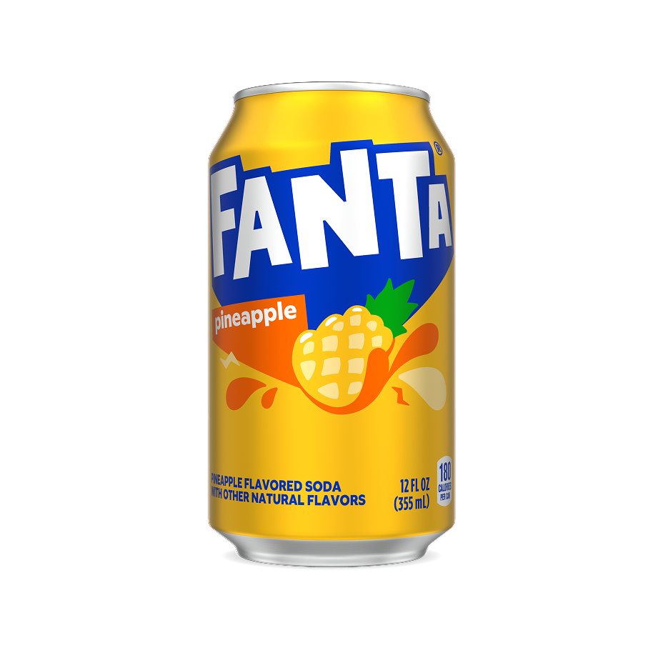 Fanta Pineapple American Soda 355ml — one sealed retail can
