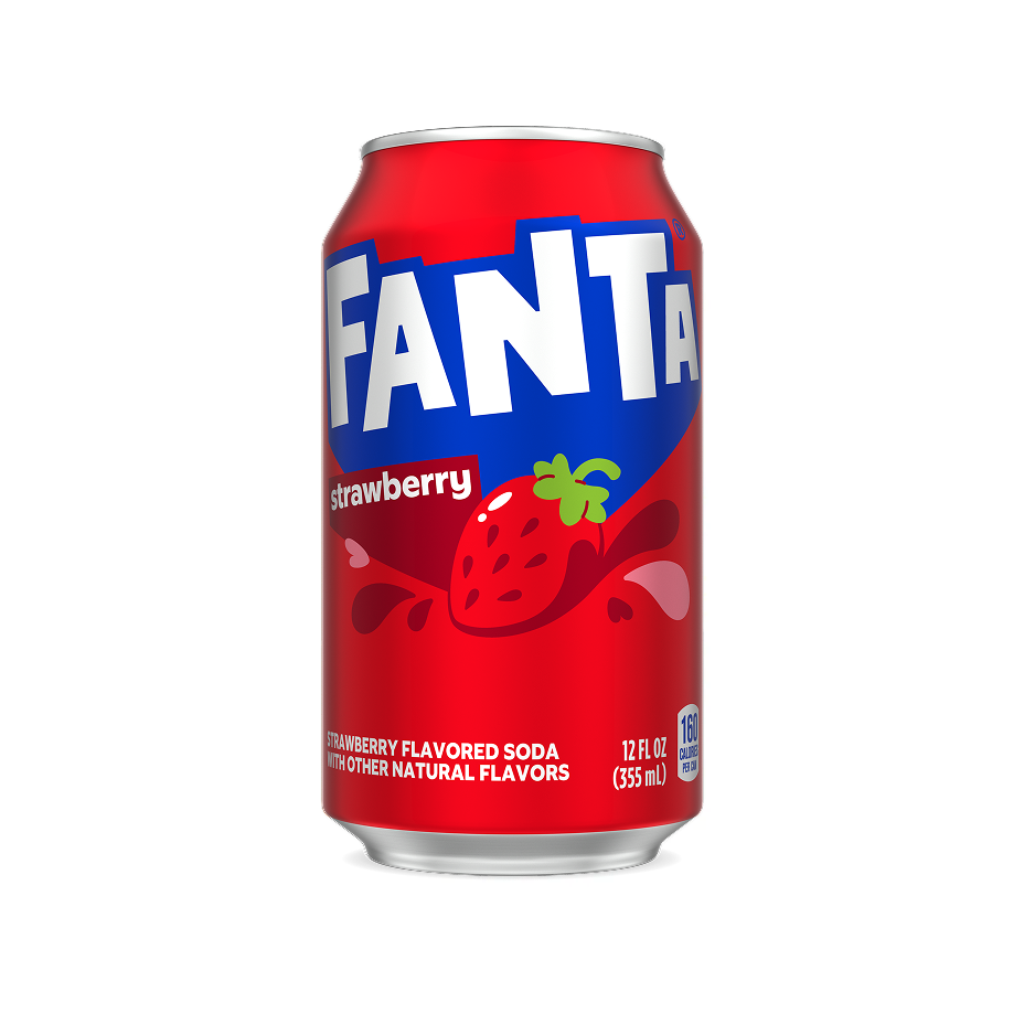 Fanta Strawberry American Soda 355ml — one sealed retail can