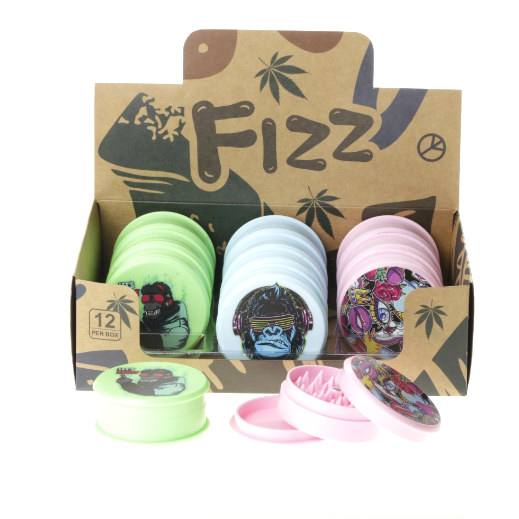 Fizz Gorilla Printed Plastic Grinder SS-0241 assorted colours