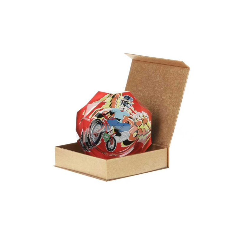 Motorbike Rider Round Glass Ashtray in display box