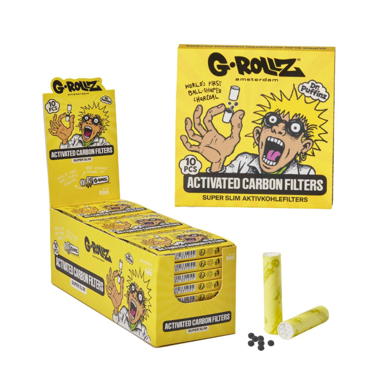 G-Rollz Yellow activated carbon filters 6mm, 10 filters