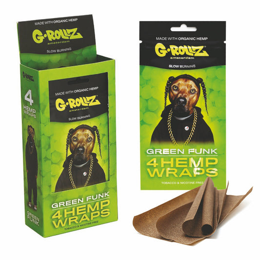 G-Rollz Green Funk organic hemp wraps, 4 wrap retail pack