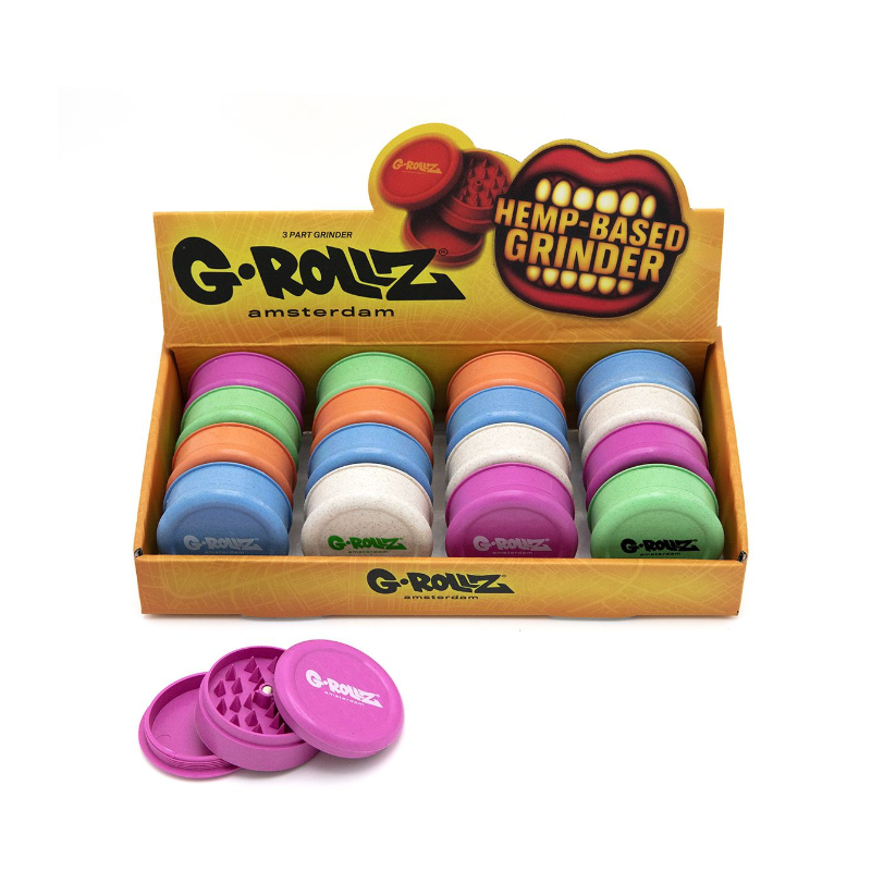 G-Rollz Hemp 60mm 3-Part Grinder assorted colours