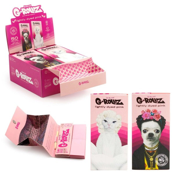 G-Rollz Mexican Diamonds Lightly Dyed Pink King Size Slim Papers + Tips + Tray