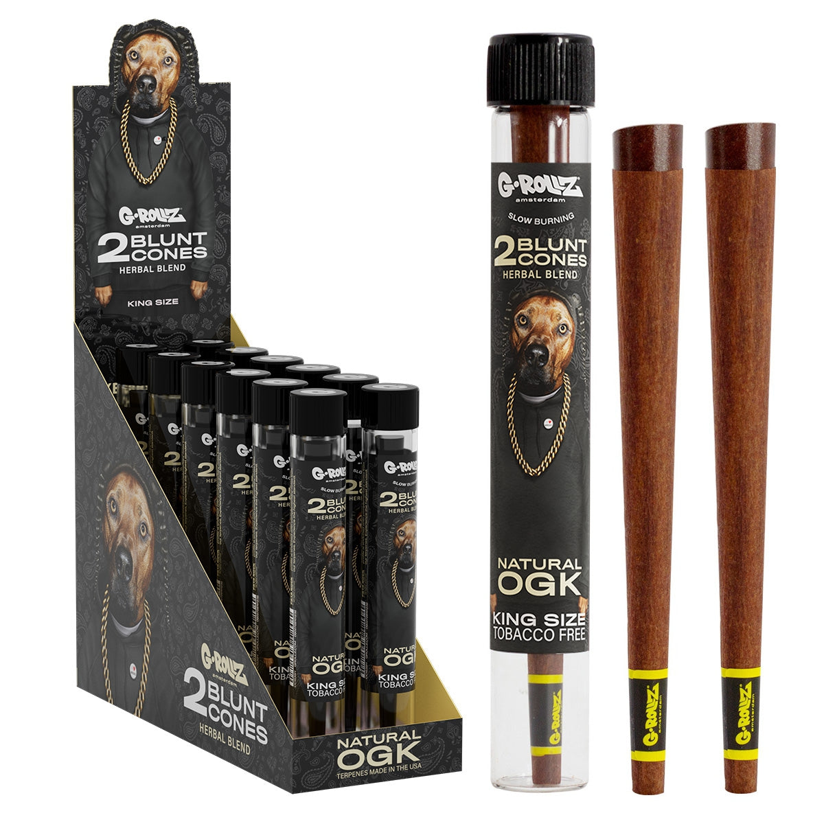G-Rollz Natural OGK herbal blend King Size cones, 2 pack