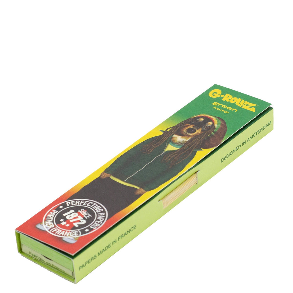 G-Rollz Reggae Green Hemp King Size Slim retail booklet angled view