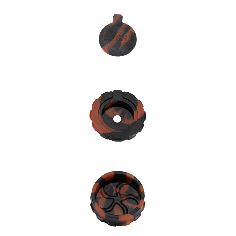HASHY All-in-One Silicone Grinder black and red retail unit exploded view