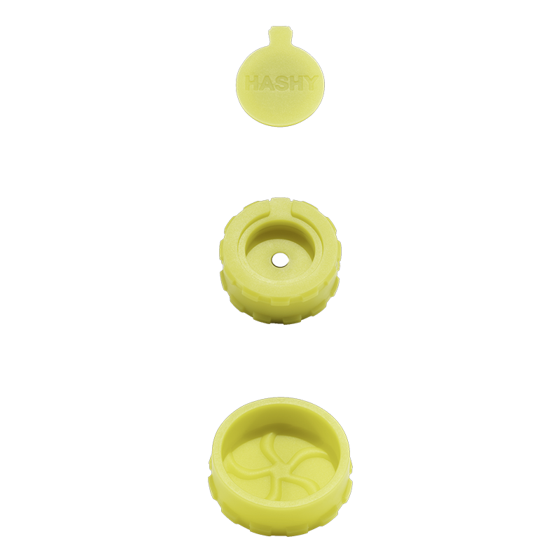 HASHY All-in-One Silicone Grinder yellow retail unit exploded view