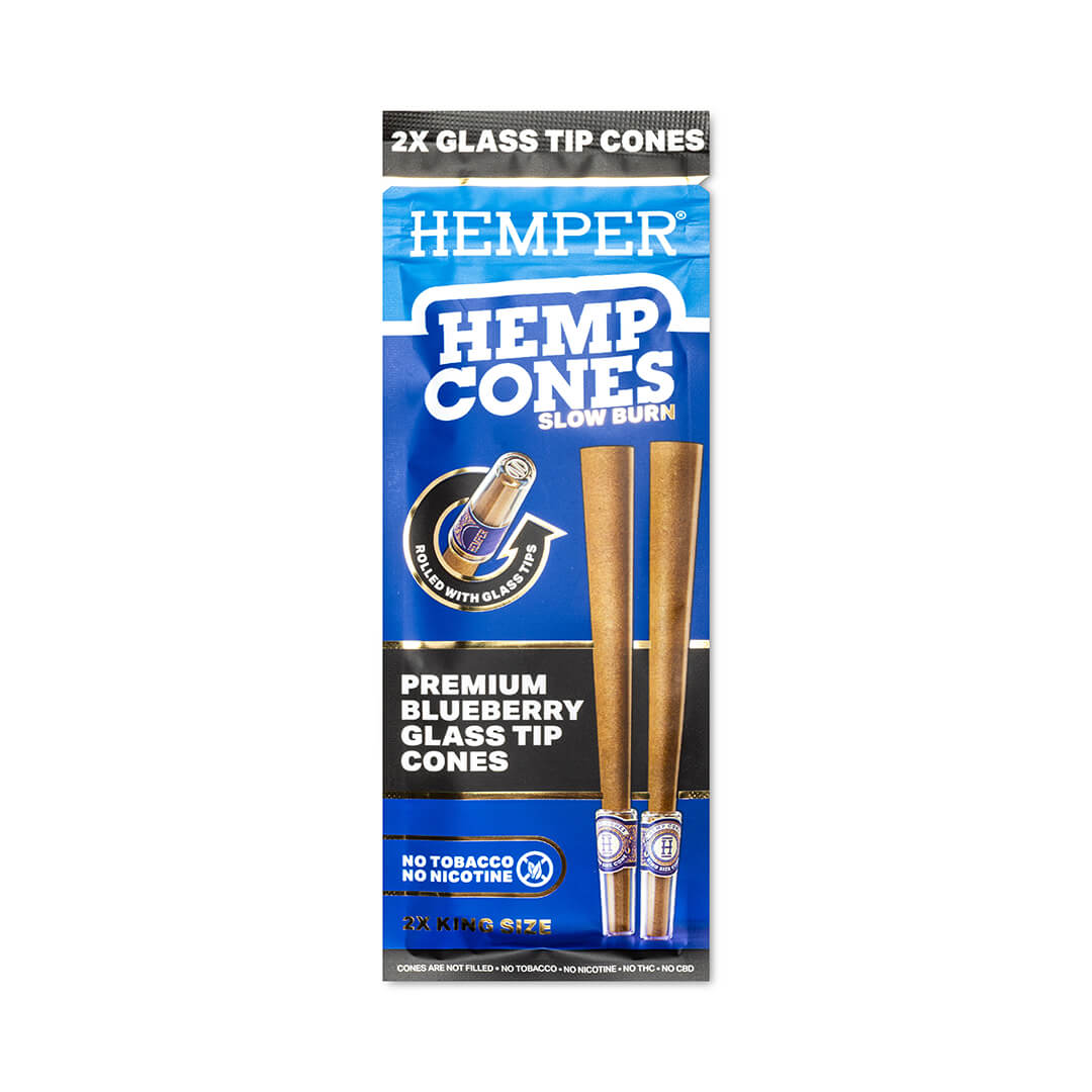 HEMPER Blueberry King Size Glass Tipped Hemp Cones 2 Pack official