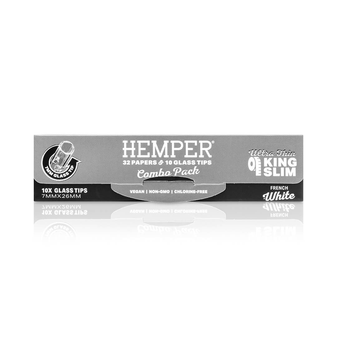 Hemper French White King Size Slim Papers with 7mm Glass Tips