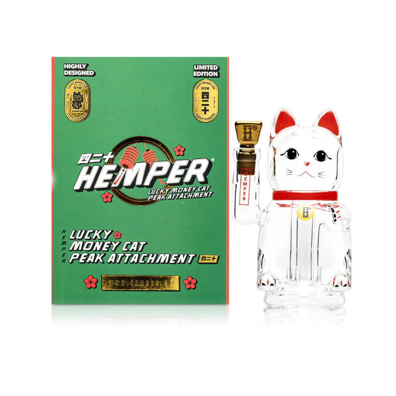HEMPER Lucky Money Cat Puffco Peak Glass Top front view