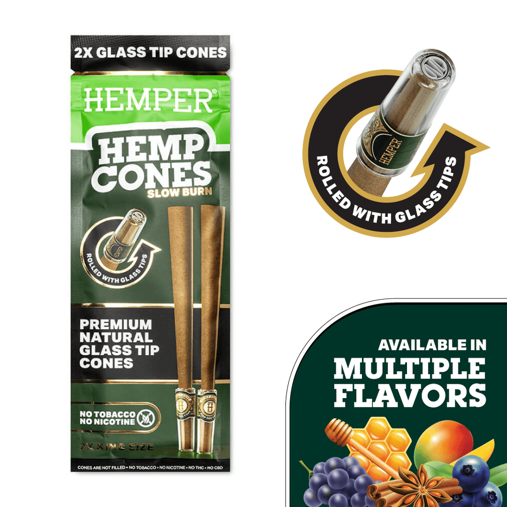 HEMPER Natural King Size Glass Tipped Hemp Cones official