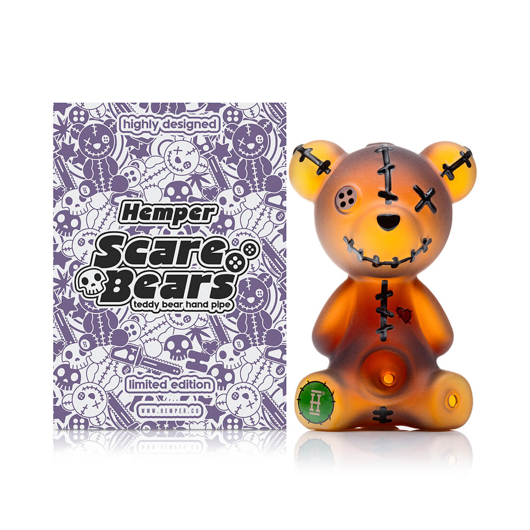 HEMPER Scare Bears Teddy Bear Glass Hand Pipe with retail box
