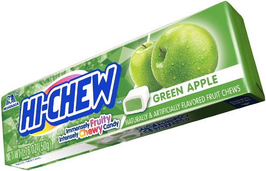 Hi-Chew Chewy Green Apple Candy 1.76oz/50g — one sealed retail pack