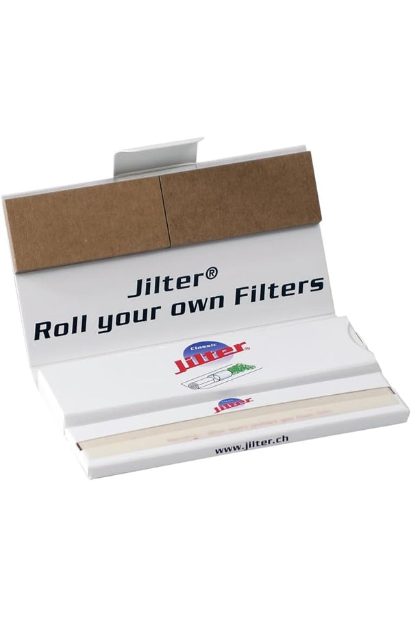 Jilter Smoke-Kit retail booklet opened showing papers and tips
