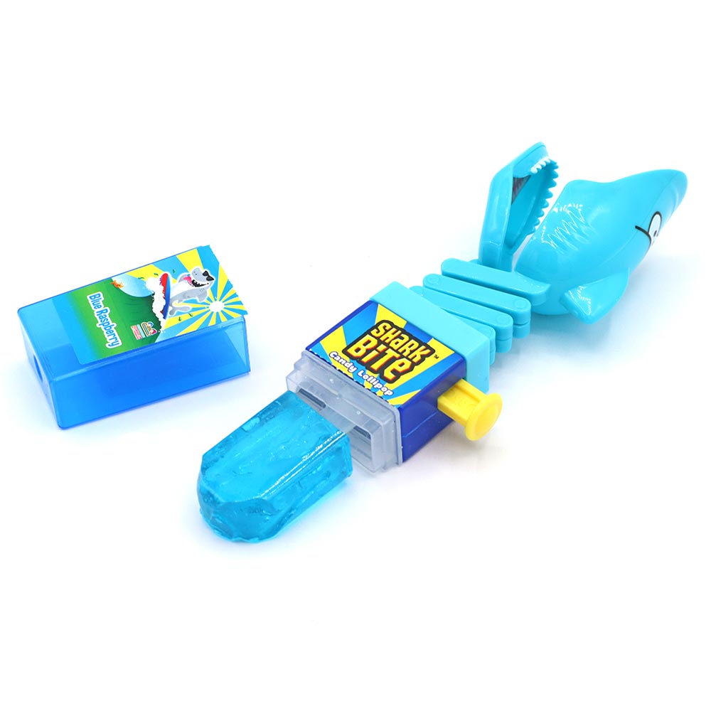 Shark Bite toy with 17g lollipop; one random colour and flavour