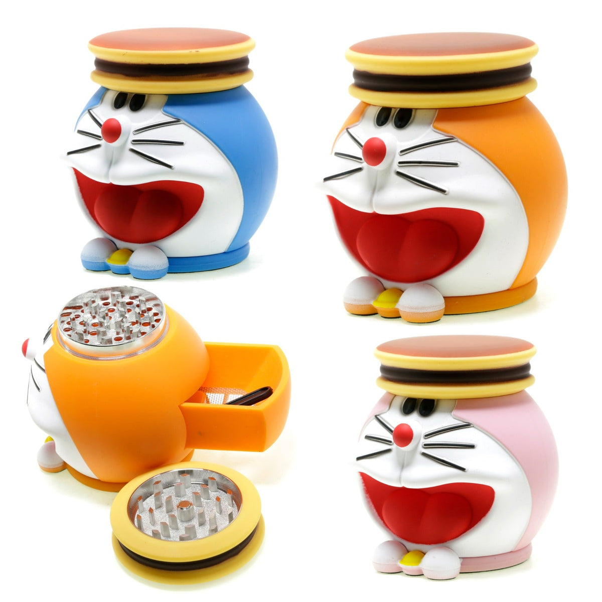 Large Character Novelty Grinder — assorted colours and open grinder view