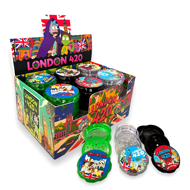 London 420 4-Part Plastic Grinder 60mm GS3361 — assorted designs