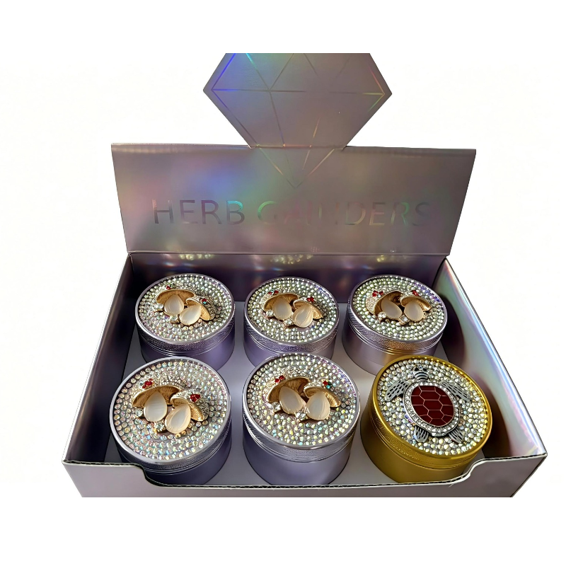 Luxury Rhinestone Turtle Design 4-Part Metal Grinder 63mm — assorted designs