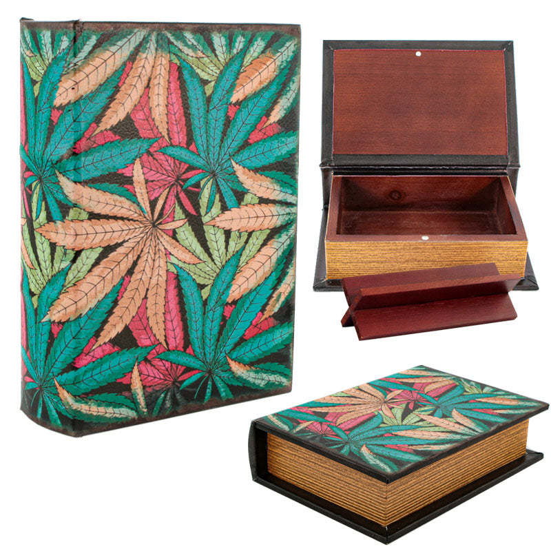 Magic Leaf Wooden Stash Book CANNA LEAVES — retail unit