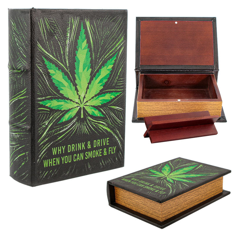 Magic Leaf Wooden Stash Book DRINK & DRIVE — retail unit